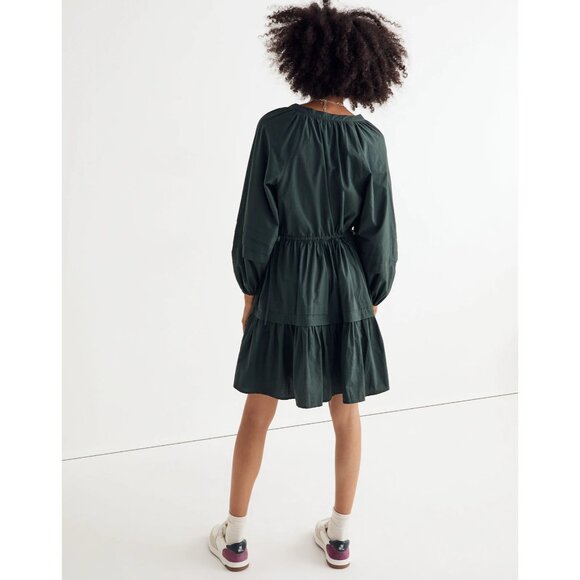 Madewell Crinkle Poplin Wrap Mini Dress Dark Palm Green Women's XS [NH093] Boho - Picture 8 of 16
